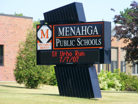 Menahga Public Schools sign, Menahga Minnesota, 2007