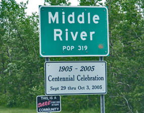 Middlw River Minnesota population sign
