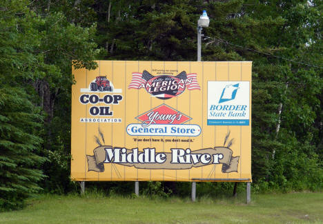 Welcome sign, Middle River Minnesota, 2009
