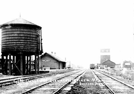 Depot and Elevator, Milaca Minnesota, 1910