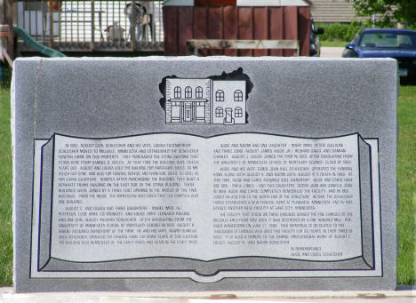 Plaque at site of Schleicher Funeral Home, Millville Minnesota, 2010