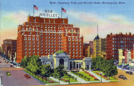 Gateway Park and Nicollet Hotel, Minneapolis Minnesota, 1942