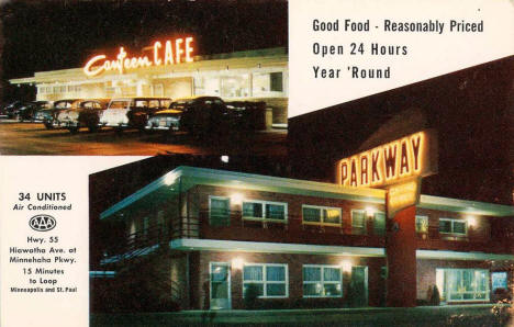 Parkway Motel and Canteen Cafe, Minneapolis Minnesota, 1950's