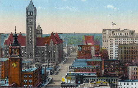 hird Avenue looking west from New Bridge, Minneapolis Minnesota, 1918
