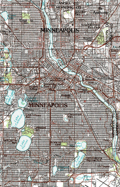 Topographic map of the Minneapolis Minnesota area