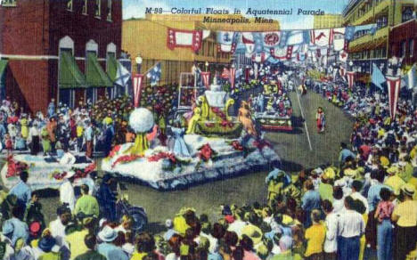 Aquatennial Parade on Nicollet Avenue in Downtown Minneapolis Minnesota, 1954