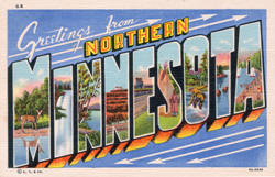 Beautiful 1938 Postcard Image: Greetings from Northern Minnesota