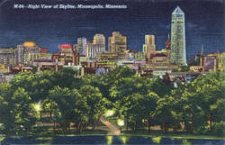 Night View of the Downtown Minneapolis Skyline, 1946