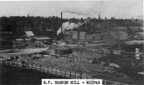 N.P. Hansen Lumber Mill, Mizpah Minnesota, around 1920