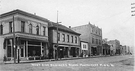 West side of Business Block, Montgomery Montgomery Minnesota, 1910