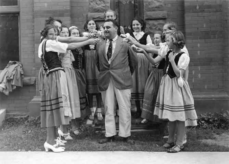Kolacky Day, Montgomery, Minnesota. Frank J. Busta chairman of the "Kolacky Girls", 1937