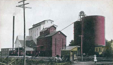 Flour mill and wheat tanks, Montgomery Minnesota, 1907