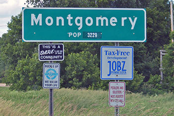 Montgomery Minnesota population sign