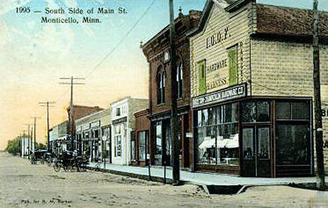 South Side of Main Street, Monticello Minnesota, 1913