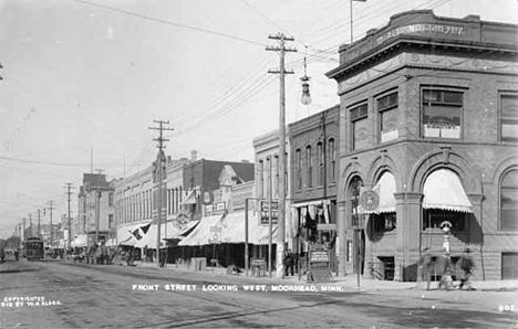 Front Street looking west, Moorhead Minnesota, 1910