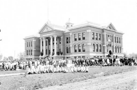 Crowd at Old Main, Concordia College, Moorhead Minnesota, 1910's
