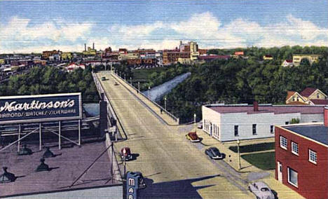 Looking west toward Fargo from atop Frederic Martin Hotel, Moorhead, 1955