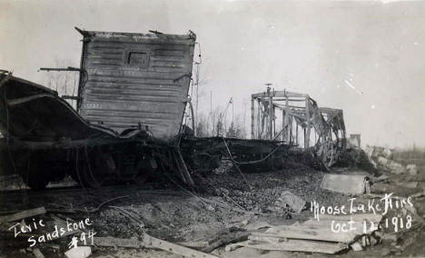 Burned train, Moose Lake Minnesota, 1918