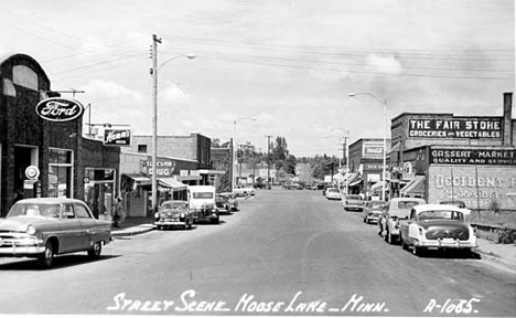 Downtown street scene, Moose Lake Minnesota, 1955