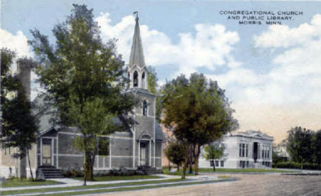 Congregational Church and Public Library, Morris Minnesota, 1915