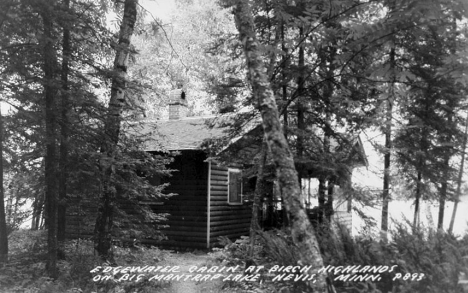 Edgewater Cabin at Birch Highlands Resort on Big Mantrap Lake, Nevis Minnesota, 1950's