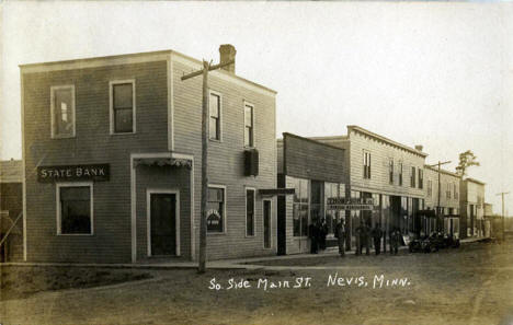 South side of Main Street, Nevis Minnesota, 1910