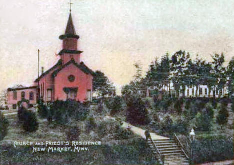 Church and Priest's Residence, New Market Minnesota, 1910