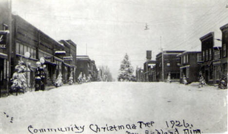 Downtown and Community Christmas Tree, New Richland Minnesota, 1926