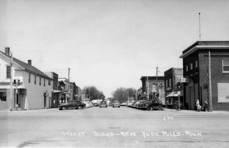Street scene, New York Mills Minnesota, 1940's
