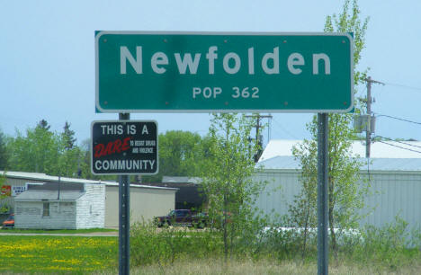 Newfolden Minnesota population sign, 2008