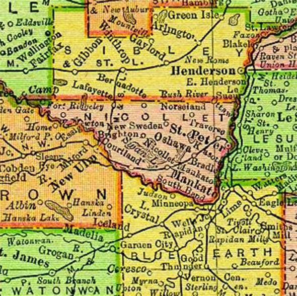 1895 Map of Nicollet County Minnesota