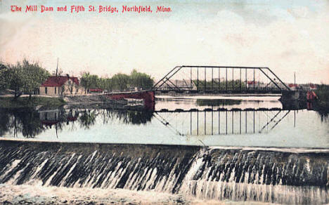 The Mill Dam and Fifth Street Bridge, Northfield Minnesota, 1908