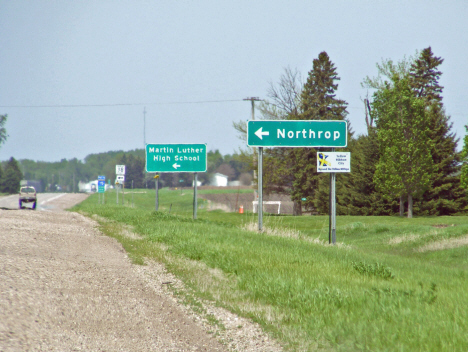 Highway sign, Northrop Minnesota, 2014
