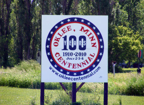 Oklee Centennial Sign, Oklee Minnesota, 2008