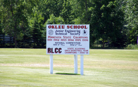 Oklee School Sign, Oklee Minnesota, 2008