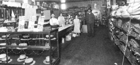 Interior of Peter Bergeron's Store, Oklee Minnesota, 1925