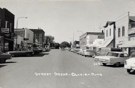 Street scene, Olivia Minnesota, early 1960's