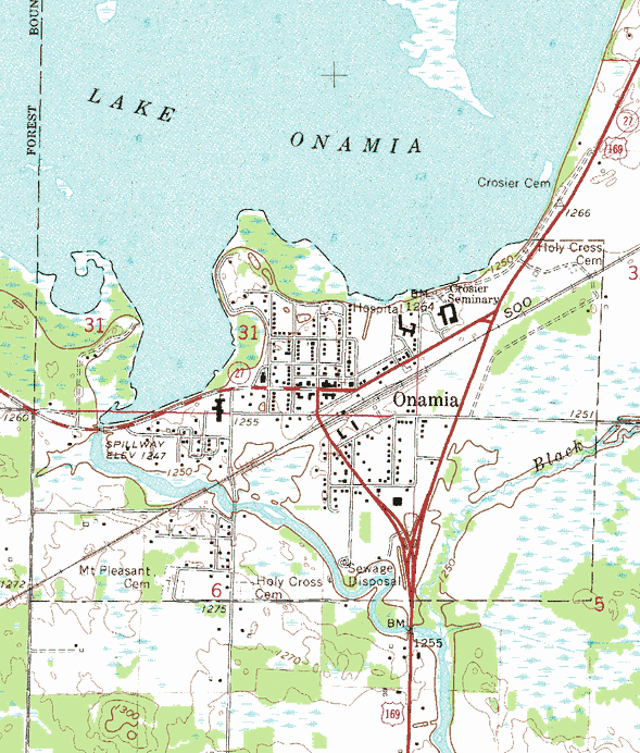 Topographic map of the Onamia Minnesota area