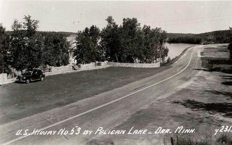 US Highway 53 by Pelican Lake, Orr Minnesota, 1940's