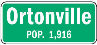 Ortonville Minnesota population sign