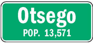 Otsego Minnesota population sign