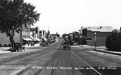 Street scene, Pelican Rapids Minnesota, 1930