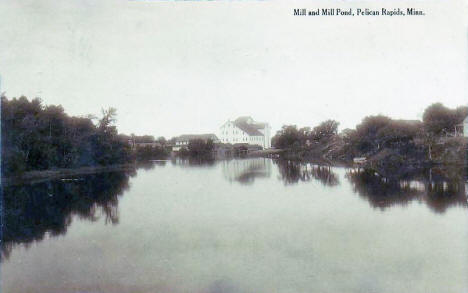 Mill and Mill Pond, Pelican Rapids Minnesota, 1917