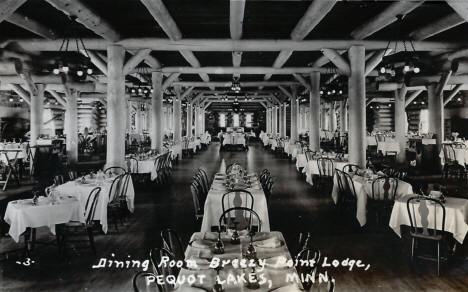Dining Room, Breezy Point Lodge, Pequot Lakes Minnesota, 1940's