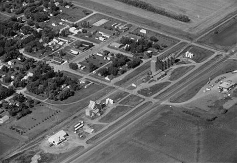 Aerial view, Elevator and surrounding area, Perley Minnesota, 1984