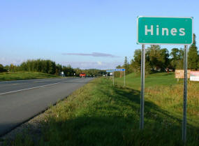 Hines Minnesota Highway Sign