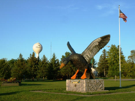 View of the Giant Black Duck with the Blackduck Water Tower in the background, 2004