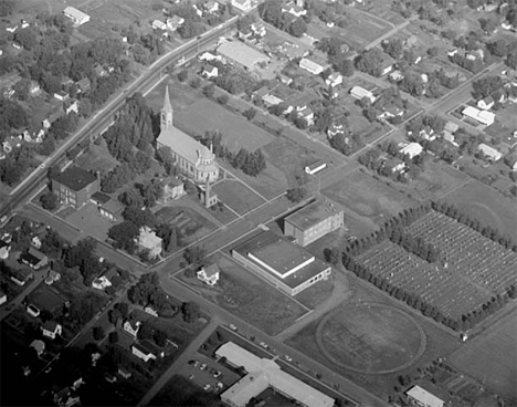 Aerial view of Pierz Minnesota, 1970