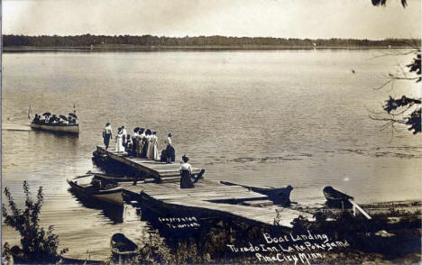 Boat Landing at Tuxedo Inn on Lake Pokegama, Pine City Minnesota, 1910