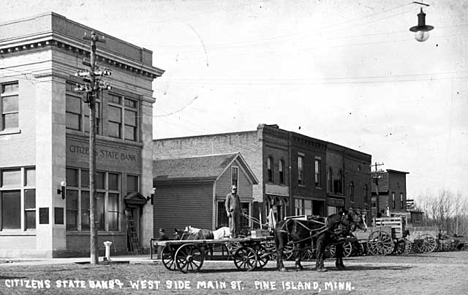 Citizens State Bank and west side of Main Street, Pine Island Minnesota, 1915